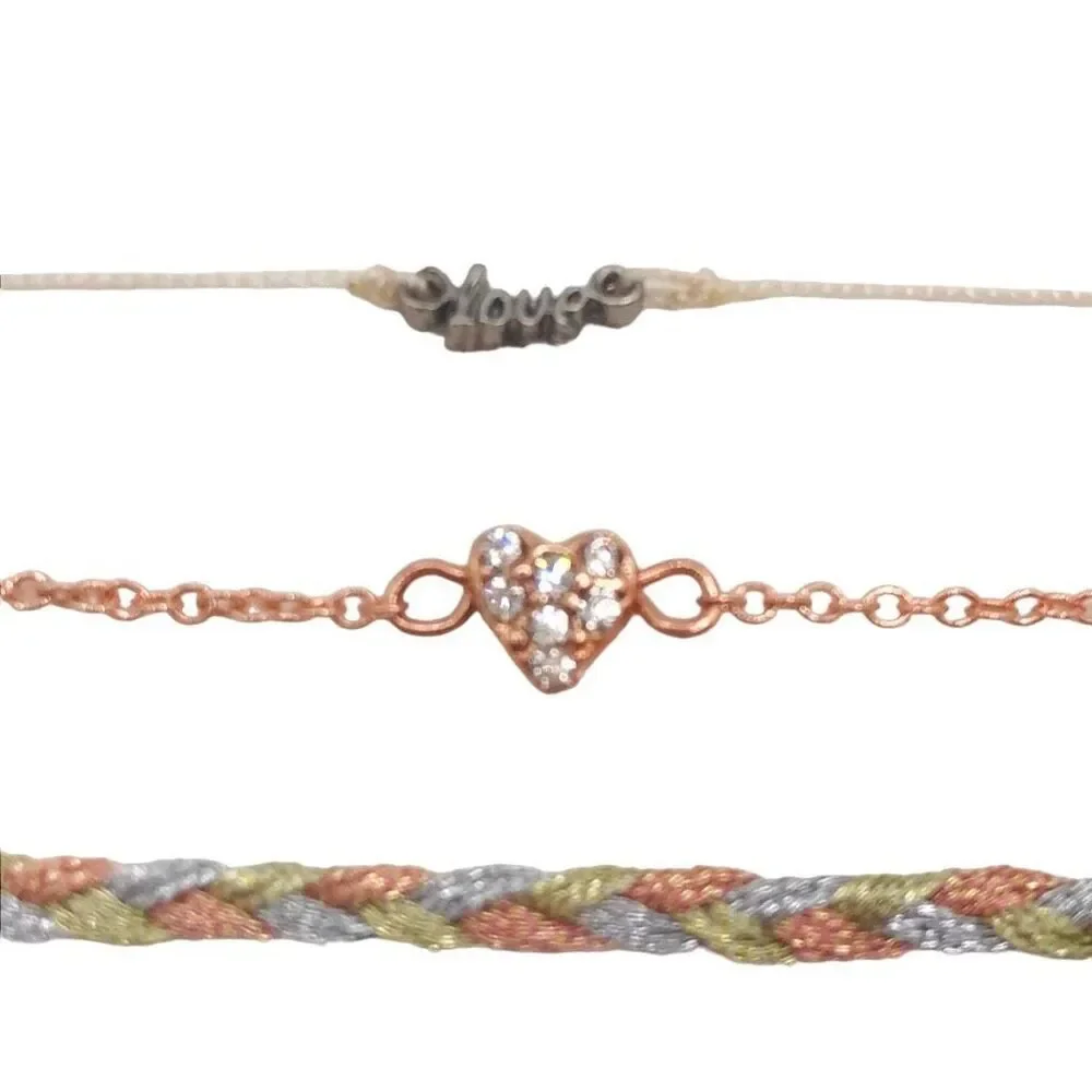 American Eagle Outfitters Adjustable Charm Braided Bracelet Set